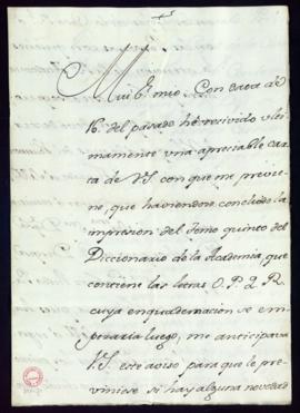 Carta de José de Montealegre a Vincencio Squarzafigo en la da instrucciones para el envío del qui...