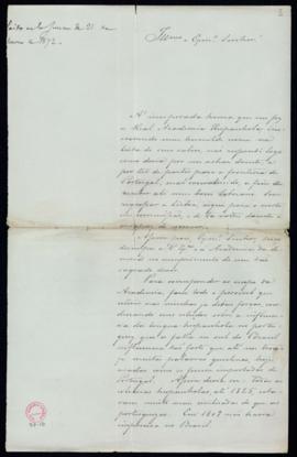 Carta de Manuel de Araujo Porto-Alegre al director, el marqués de Molins [Mariano Roca de Togores...