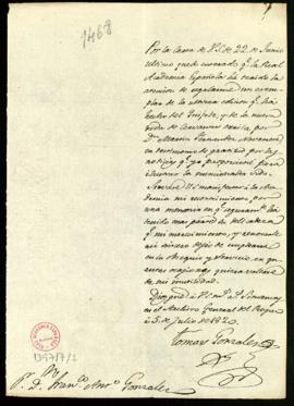 Carta de Tomás González a Francisco Antonio González en la que agradece el envío de la Vida de Ce...