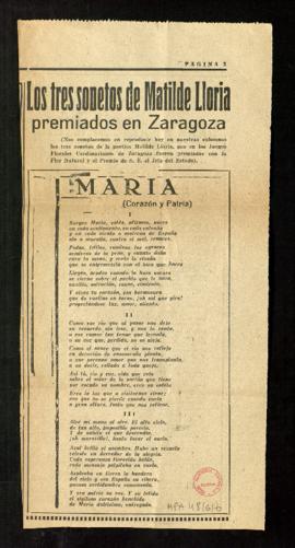 Los tres sonetos de Matilde Lloria premiados en Zaragoza