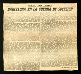 Una historia interna. Barcelona en la Guerra de sucesión