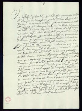Copia de la orden que Manuel Francisco Martínez, contador de Rentas generales, dio para la admini...