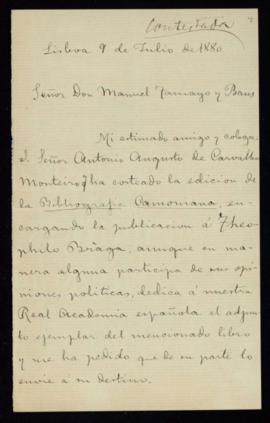 Carta de [el conde de] Casa Valencia al secretario, Manuel Tamayo y Baus, con la que remite a la ...