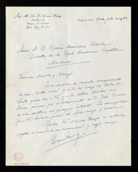 Carta de Jonas Andries van Praag a Ramón Menéndez Pidal con el pésame, como amigo del difunto y m...