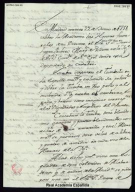 Minuta del acta de 22 de junio de 1751