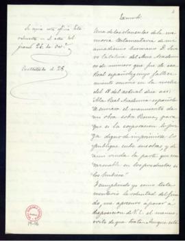 Carta de Gabino Catalina del Amo al director [marqués de Molins] con la que remite por disposició...
