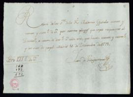 Recibo de Juan de Undajáuregui de 127 reales de vellón por sesenta pliegos copiados para la Academia