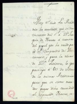 Carta de Manuel de Lardizábal a Gaspar de Montoya sobre el pago a Joaquín de Ibarra a cuenta del ...