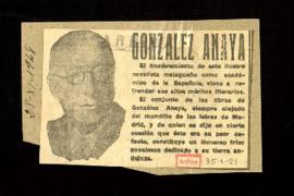Recorte de prensa de Arriba con el titular González Anaya
