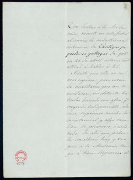 Carta de Marcial Valladares a Manuel Tamayo y Baus, secretario, con la que remite una modesta col...