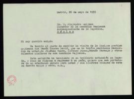 Copia de la carta de Julio Casares a Alejandro Quijano, director de la Academia Mexicana, donde l...