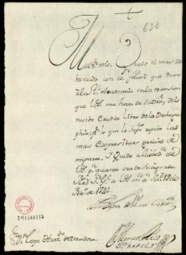 Carta de Alonso Rico Villarroel a Lope Hurtado de Mendoza en la que agradece el envío de un ejemp...