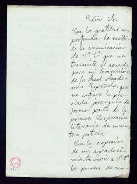 Carta de Mariano de Cavia al director [Antonio Maura] de agradecimiento por su elección como acad...