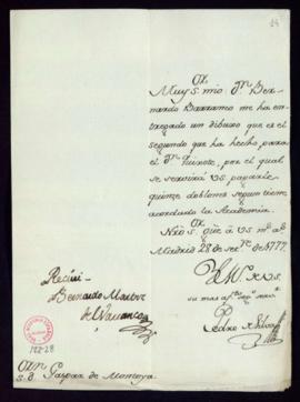 Orden de Pedro de Silva a Gaspar de Montoya del pago a Bernardo Barranco de 15 doblones por un di...