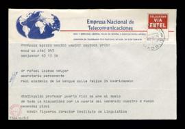 Telegrama de Edwin Figueroa, director del Instituto de Lingüística de Puerto Rico, a Rafael Lapes...