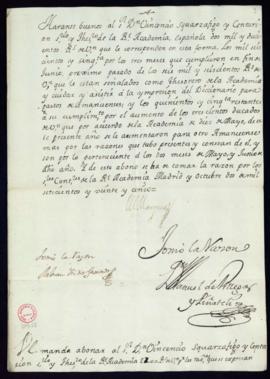 Orden del marqués de Villena de abono a Vincencio Squarzafigo de 22 000 reales de vellón por el c...