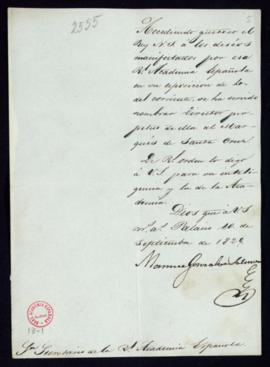 Real Orden comunicada en la que se anuncia el nombramiento del marqués de Santa Cruz [José Gabrie...