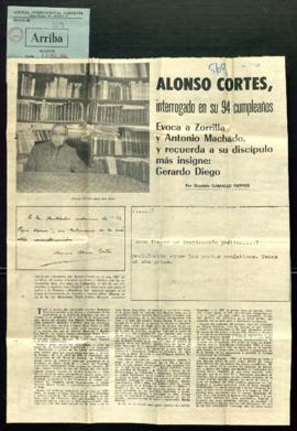 Alonso-Cortés interrogado en su 94 cumpleaños, por Dionisio Gamallo Fierros