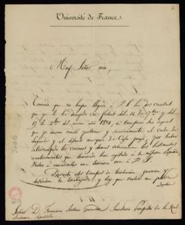 Carta de Alphons Chalumeau de Verneuil al secretario, Francisco Antonio González, en la que anunc...