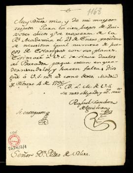 Carta de Rafael Sánchez de Aguilera a Pedro de Silva en la que le ruega que entregue al portador ...