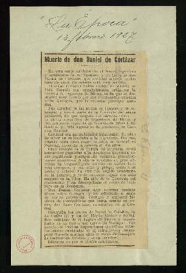 Recorte del diario La Época de 15 de febrero de 1927, con la noticia del fallecimiento de Daniel ...