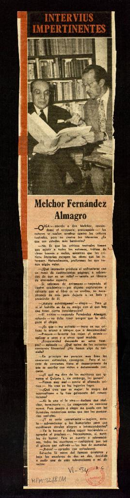 Interviús impertinentes. Melchor Fernández Almagro