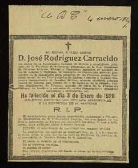 Recorte del diario ABC de 4 de enero de 1928, con la esquela de José Rodríguez Carracido
