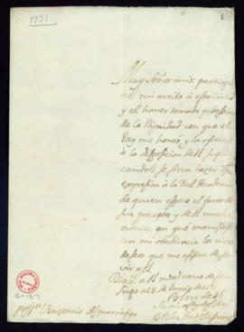 Carta de Blas Antonio Nasarre a Vincencio Squarzafigo en la que da cuenta de su llegada a Lugo y ...