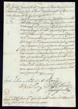Orden del marqués de Villena de libramiento a favor de Manuel Pellicer y Velasco de 898 reales y ...