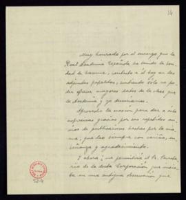 Carta de Ramón D. Perés al secretario en la que le expresa algunas objeciones en la redacción del...