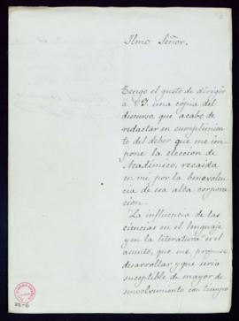 Carta de Miguel Colmeiro al secretario [Manuel Tamayo y Baus] con la que remite el discurso que h...