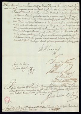 Orden del marqués de Villena a Vincencio Squarzafigo de libramiento a favor de Juan Interián de A...