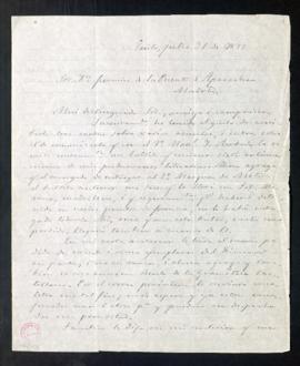 Carta de Pedro Fermín Cevallos a Fermín de la Puente Apezechea en que le da noticias sobre el paq...