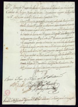 Orden del marqués de Villena de libramiento a favor de Francisco de la Mata de 45 reales y 6 mara...