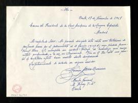 Carta de Fermín Alonso Curieses, maestro nacional, al presidente de la Real Academia Española com...