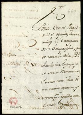 Carta del marqués de Torrenueva a Lope Hurtado de Mendoza en la que agradece el envío de un ejemp...