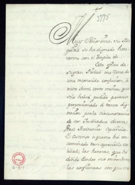 Carta de Ignacio de Luzán a Lope Hurtado de Mendoza en la que le comunica su ascenso y su partida...