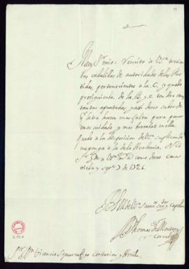 Carta de Tomás de Montes Corral a Vincencio Squarzafigo con la que remite trescientas cedulillas ...