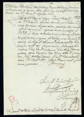 Libramiento de 1060 reales de vellón a favor de Jacinto de Mendoza
