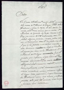 Minuta de la carta [de Francisco Antonio de Angulo] a José de Carvajal y Lancáster en la que le c...
