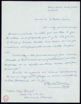 Carta de Agustín Millares Carlo a Rafael Lapesa en la que acusa recibo de su nombramiento como ac...