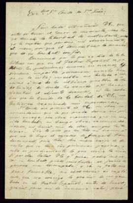 Carta de Adelardo [López de] Ayala al conde de San Luis con la que adjunta una obra teatral suya ...