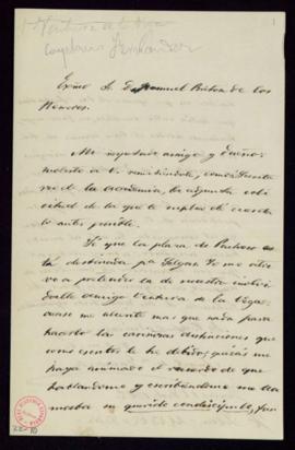 Carta de Ángel M.ª Dacarrete al secretario, Manuel Bretón de los Herreros, con la que remite su s...