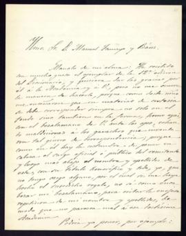 Carta de [Francisco Asenjo] Barbieri a Manuel Tamayo y Baus [secretario de la Academia] de agrade...