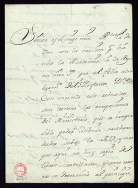 Carta de Vicente Bacallar y Sanna, marqués de San Felipe, a Vincencio Squarzafigo en la que le ag...