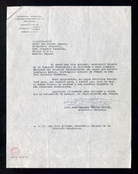 Carta de José Ignacio Dávila Garibi, secretario de la Academia Mexicana de la Lengua, a Rafael La...