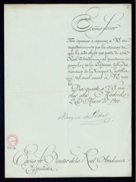 Carta del marqués de Pidal [Luis Pidal y Mon] al director [el conde de Cheste] en la que acusa re...