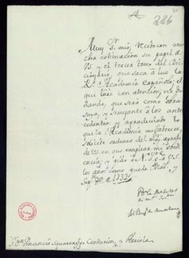 Carta del duque de Montellano a Vincencio Squarzafigo de agradecimiento por el envío del tercer t...