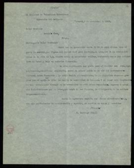 Copia de la carta de P. Santiago Chacín, director del gabinete del Ministro de Relaciones Exterio...