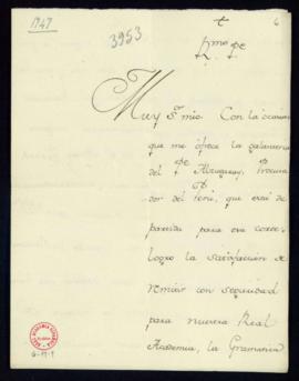 Carta de Ignacio de Luzán a José Casani en la que anuncia el envío a la Academia de la Gramática ...